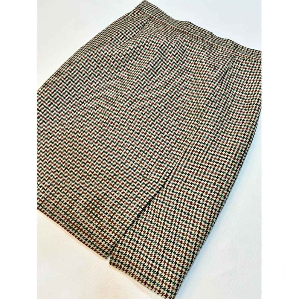 Vintage Prisma Houndstooth Wool Blend Pencil Skirt‎ Career USA Size 8
